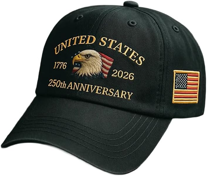 Efdaf Store USA 250th Anniversary Hat, Adjustable 250th Anniversary Printed Patriotic Baseball Caps, Tribute Retro Washed Hat - Image 1